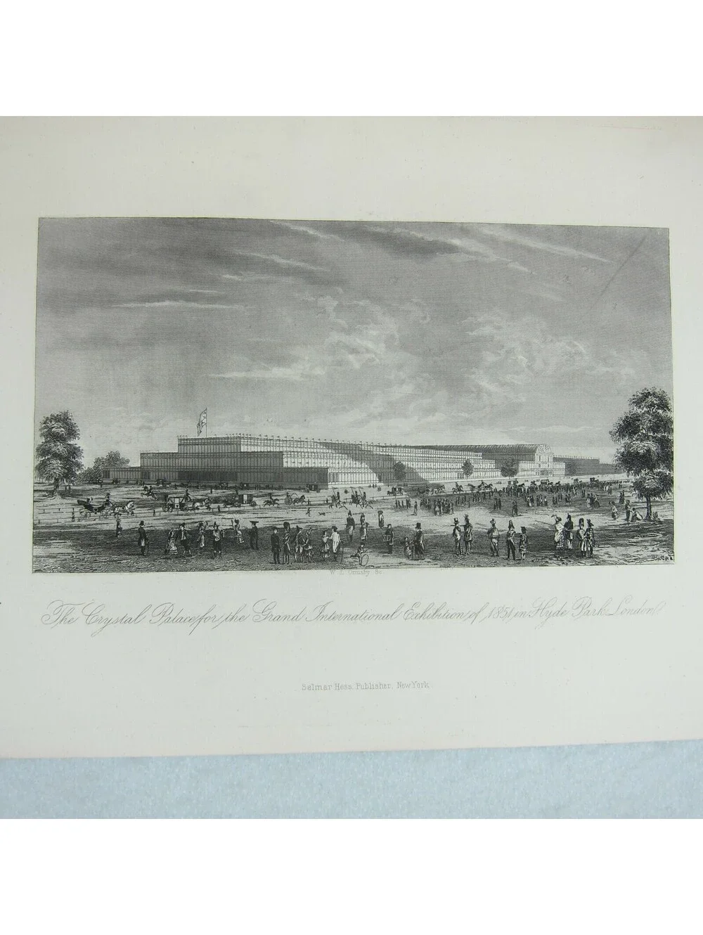 Antique 1851 Engraving Print Crystal Palace Grand International Exhibition RARE